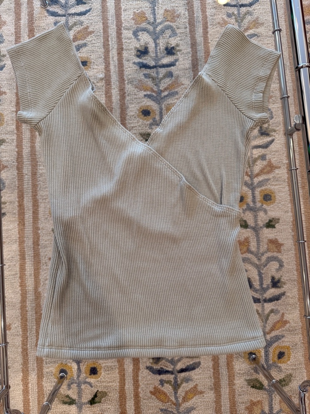 Abbeline Ribbed V-Neck Tank Top in Sage